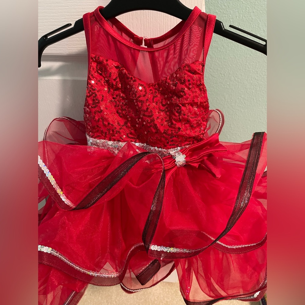 Weissman Red Dance Recital Dress with Sequins and Tulle -XS